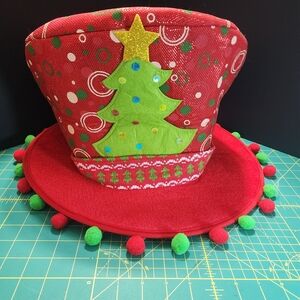 Krazy Lids Christmas Ugly Hat 29" Round 13" Tall Madhatter Xmas Style Funny -New